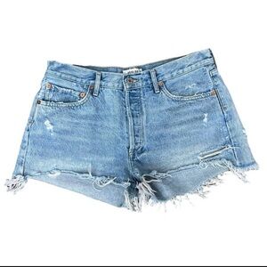 Agolde Parker Denim Cut Off Shorts Raw High Rise 30 Button Fly BTS Soft